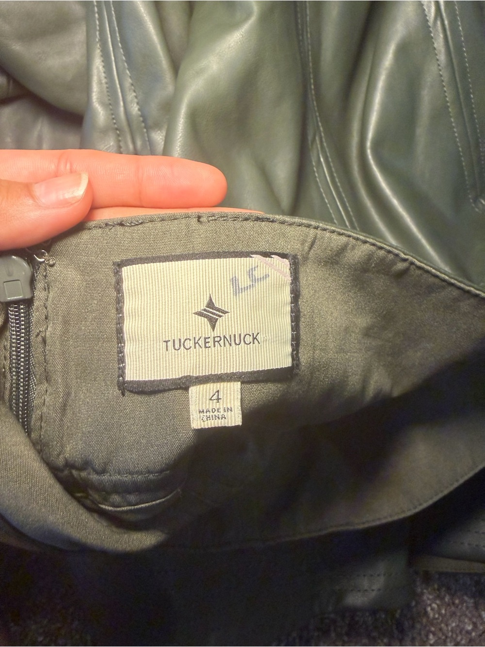 Tuckernuck Olive Faux Leather A-Line Maxi Skirt - Woman's Elegance - Picture 3 of 5